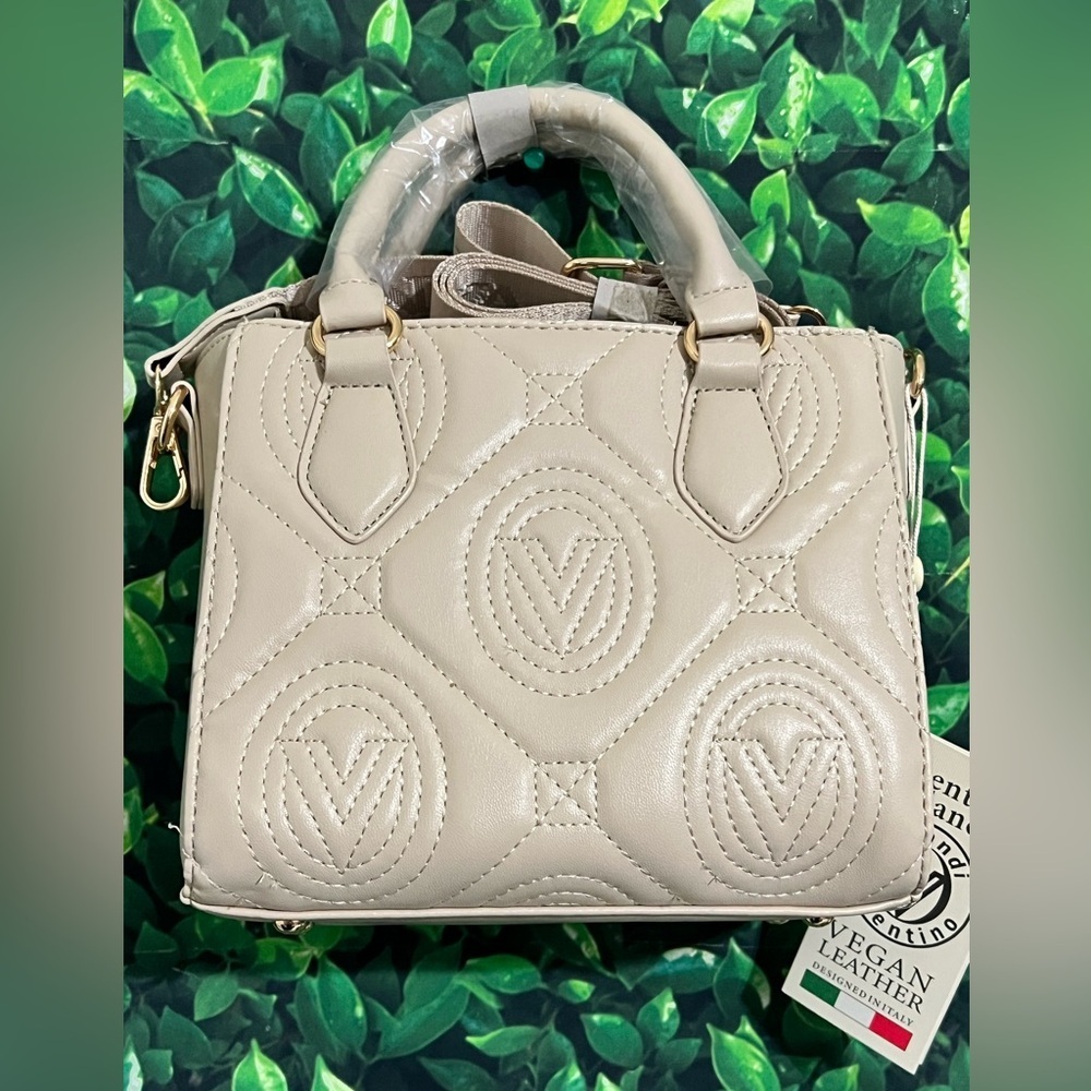 NWT Valentino Orlandi small light taupe vegan leather purse (8inx7inx4in)